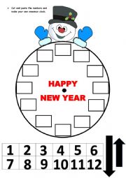 English Worksheet: SNOWMAN CLOCK