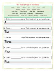 The Twelve Days of Christmas Listening/Writing Activity