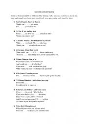 English Worksheet: Second Conditional with lyrics