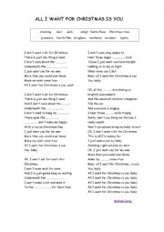 English Worksheet: All I want for christmas 