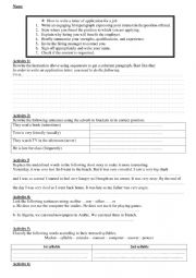 English Worksheet: job application