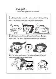 English Worksheet: I�ve got with faces