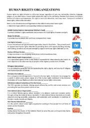 English Worksheet: Human Rights Organizations