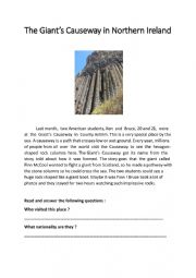 English Worksheet: The Giant s Causeway in Northern Ireland