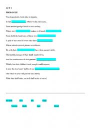 English Worksheet: Shakespeare�s Romeo and Juliet - Special scenes