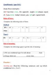 English Worksheet: Conditionals type 0 and I