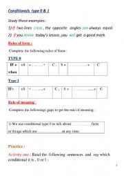 English Worksheet: Conditionals type 0 and I