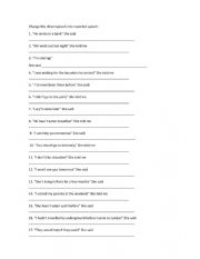 English Worksheet: REPORTED SPEECH