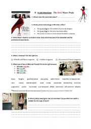 English Worksheet: A job interview, the Devil wears Prada