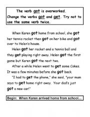 English Worksheet: Chnage the verb from Present Simple to PAst