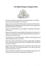 English Worksheet: The Hidden Dangers of Sugary Drinks