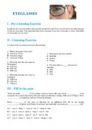 English Worksheet: Eyeglasses - listening