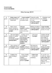 English Worksheet: Scavenger Hunt