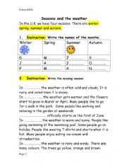 English Worksheet: seaons and weather in the UK