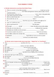 English Worksheet: The Past Perfect Tense