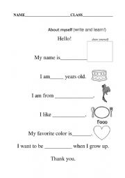 English Worksheet: test myself