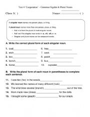 English Worksheet: Singular&Plural noun Grammar practice