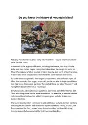 English Worksheet: The History of the Mountain Bike