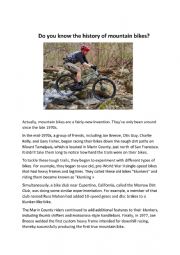English Worksheet: The History of the Mountain Bike