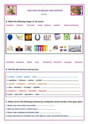 NEW YEAR VOCABULARY AND RELATED ACTIVITIES