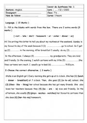 English Worksheet: 7th form End of term test 1