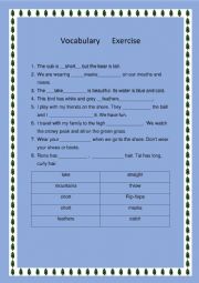 English Worksheet: General Vocabulary Cloze