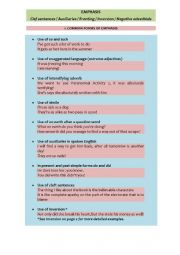 English Worksheet: Emphatic sentences English - Summary (Advanced Learners of English - C1 & C2)