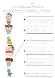 English Worksheet: family match