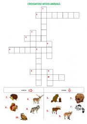 English Worksheet: CROSSWORD WOOD ANIMALS