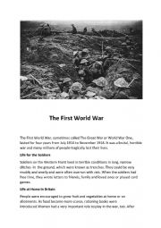 English worksheet: The First World War