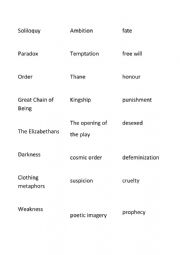 English Worksheet: Post-reading activity on Macbeth - Key Words