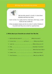 English Worksheet: Zoo animal reading and writing