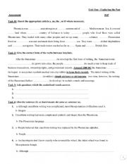 English Worksheet: suitable assessment for third year classes 
