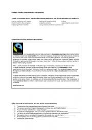 Fairtrade Reading comprehension and exercises