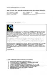 English Worksheet: Fairtrade Reading comprehension and exercises