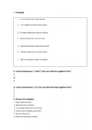 English Worksheet: present tense