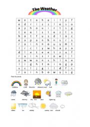 English Worksheet: The Weather Wordsearch