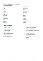 English Worksheet: Vocabulary