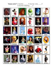 English Worksheet: Guess who cartoon characters