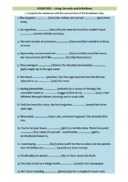 English Worksheet: Gerunds and Infinitives - Practice Exercises for Advanced Learners of English (C1-C2)