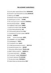 English Worksheet: The alphabet game - Rosco