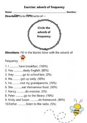English Worksheet: Adverb of frequency