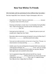 English Worksheet: New Year Wishes to Friends