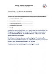 English Worksheet: PHONETIC TRANSCRIPTION 1