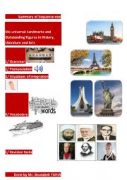 English Worksheet: UNIVERSAL LANDMARKS AND OUTSTANDING FIGURES