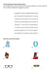 Clothes wordsearch