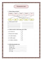 English Worksheet: possessive case