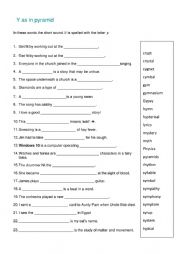 English worksheet: y as in pyramid