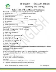 English Worksheet: Future with Will and present continuous