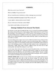 English Worksheet: hobbies
